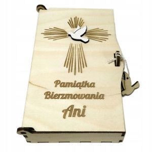 Pamiątka Bierzmowanie pudełko na pieniądze grawer