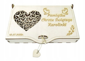 Pamiątka Chrztu Świętego pudełko na pieniądze grawer