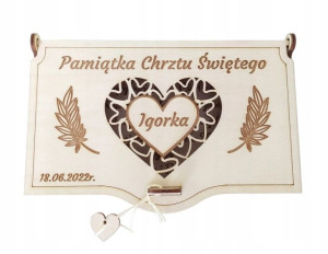 Pamiątka Chrzest Św. pudełko na pieniądze grawer