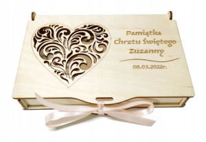 Pamiątka Chrzest Św. pudełko na pieniądze grawer