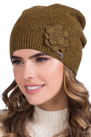 CZAPKA DAMSKA - jakościowa przędza - khaki - JOVITA