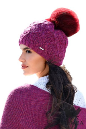 CZAPKA DAMSKA - merino wool kolor malinowy - FREZJA
