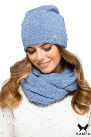 CZAPKA DAMSKA - jakościowa przędza - kolor jeans - ANNA