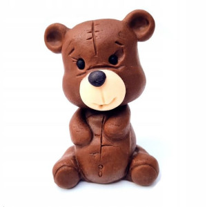 Figurka Na Tort MIŚ BRĄZOWY Z CUKRU-Duży 10 cm