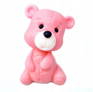 Figurka Na Tort MIŚ RÓŻOWY Z CUKRU-Duży 10 cm