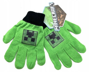 Rękawiczki Minecraft Creeper Zielono-czarne Dla Dz