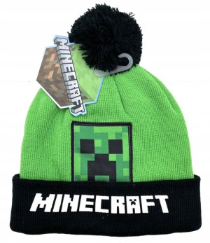 Czapka Zimowa Minecraft Creeper Zielono-czarna