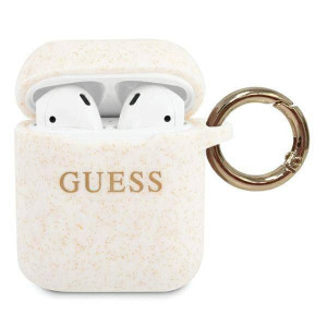 Oryginalne Etui Apple Airpods Guess Silicone Glitter (guaccsilglwh) Białe