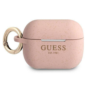 Oryginalne Etui Apple Airpods Pro Guess Silicone Glitter (guapsggep) Różowe