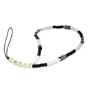 Guess Zawieszka Gustbckh Phone Strap Czarno-biały/black-white Heishi Beads