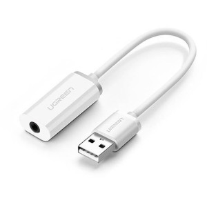 Adapter Audio Ugreen Us206, Usb Do Mini Jack 3.5mm Aux (biały)