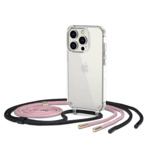 Etui Iphone 14 Pro Tech-protect Flexair Chain Black & Pink Transparentne