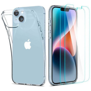 Etui + Szkło Hartowane Iphone 14 Plus Spigen Crystal Pack Transparentne