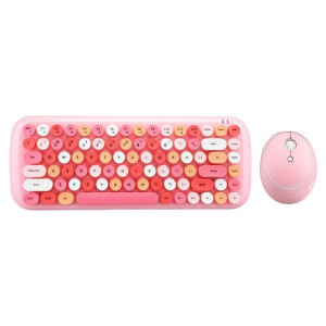 Bezprzewodowy Zestaw Klawiatura + Myszka Mofii Candy 2.4g (różowy)