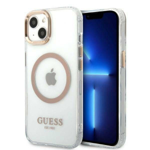 Oryginalne Etui Iphone 13 Guess Hard Case Metal Outline Magsafe Różowe