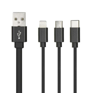 Kabel 3w1 Micro + Iphone Lightning 8-pin + Typ C Czarna Hd6