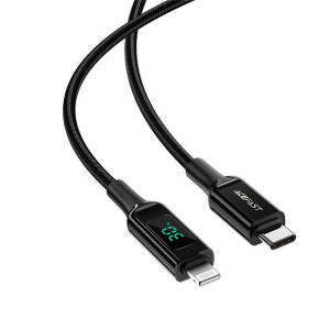 Acefast Kabel Typ C Do Lightning 8-pin Mfi 3a Pd30w Lcd C6-01 1,2m Czarny