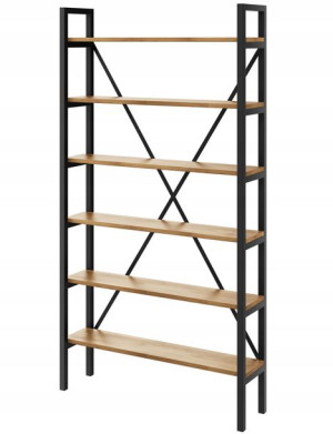 Regał Loft industrialny na książki dąb D6-20 140cm