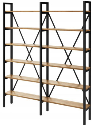 Regał Loft industrialny na książki dąb D6-30 200cm