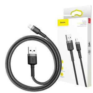 Kabel USB Lightning Baseus Cafule 2.4A 1 m oplot czarny
