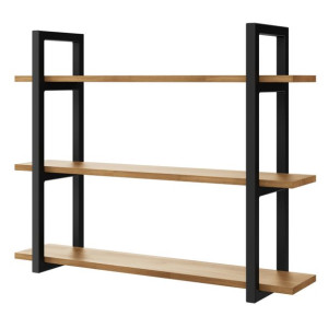 Półka wisząca industrial metal drewno dąb 100 cm