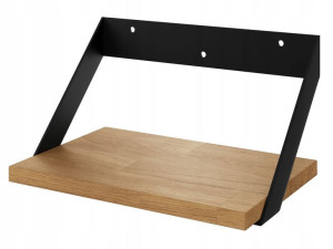 Półka wisząca ścienna LOFT metal i dąb U-30 cm