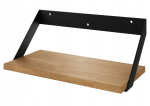 Półka wisząca ścienna LOFT metal i dąb U-45 cm