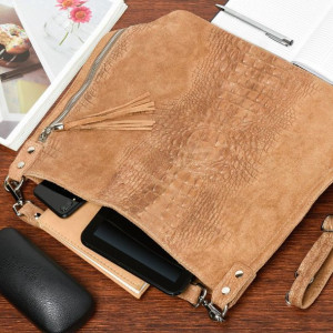 Torebka skórzana zamszowa shopper W10