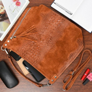Torebka skórzana zamszowa shopper W10