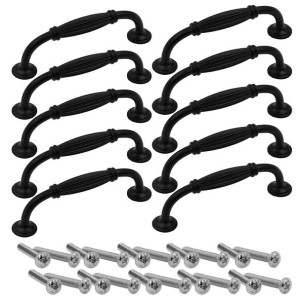 10x Uchwyt Meblowy Czarny Mat 96 Mm Retro + Wkręty