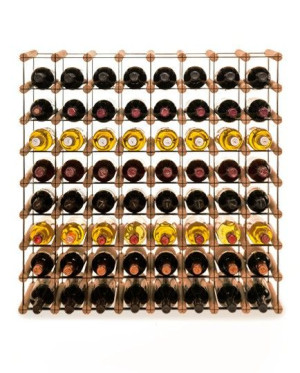 Regał na wino półka Stojak na 64 Butelki Szklane/ PET — RW-8/ 8x8 — Brązowy