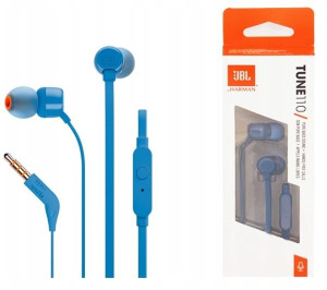 Słuchawki Douszne Jbl T110 Niebieskie Z Mikrofonem