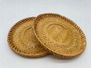 Podkładka rattan pod kubek boho vintage jasny brąz