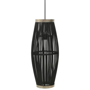 Lampa wisząca, czarna, wiklinowa, 40 W, 23x55 cm, owalna, E27