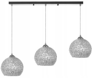 Lampa Sufitowa Podłużna Metalowa Potrójna Chrom 3