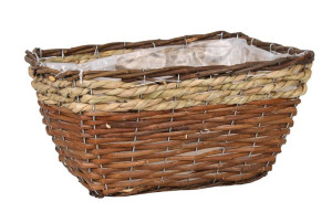 Prostokątny Kosz Na Kwiaty Z Wikliny I Trawy Morskiej 32x26x16 Cm