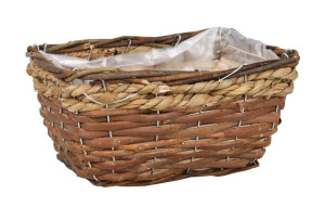 Prostokątny Kosz Na Kwiaty Z Wikliny I Trawy Morskiej 23x16x11 Cm