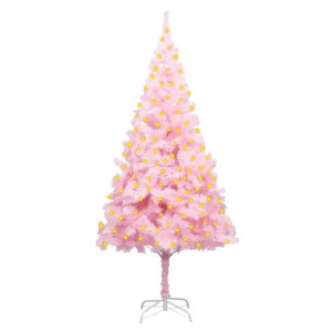Sztuczna choinka ze stojakiem i LED, różowa, 180 cm, PVC