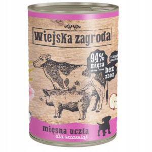 MOKRA KARMA DLA PSA Wiejska Zagroda MIĘSNA uczta 400g SZCZENIAK