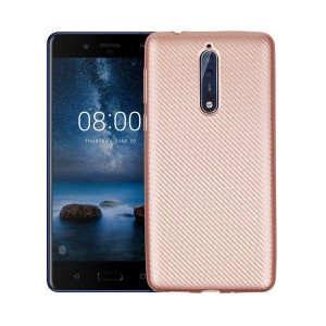 Etui Carbon Fiber Nokia 8 Różowo-złoty /rosegold