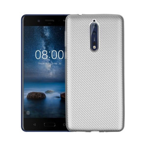 Etui Carbon Fiber Nokia 8 Srebrny /silver