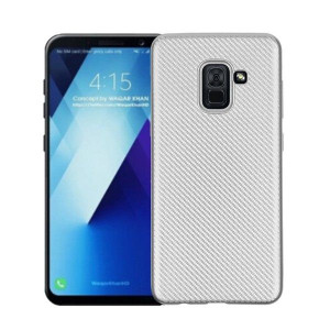 Etui Carbon Fiber Samsung A8 A530 2018 Srebrny /silver