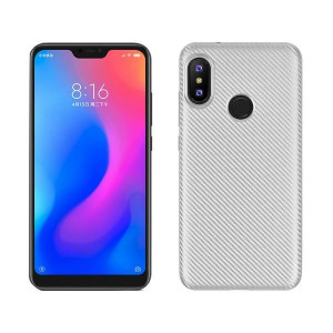 Etui Carbon Fiber Xiaomi Redmi Note 6 Pro Srebrny/silver