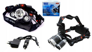 Latarka Czołowa Akumulatorowa 3 Led Cree Xm-l T6