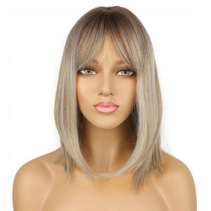 Włosy Peruka Krótka Prosta Ombre Blond