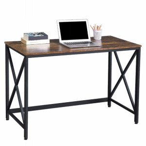 Biurko Do Gabinetu Salonu Industrialne 115x60x78 Cm Ciemny Brązowy Mat