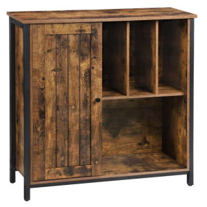 Komoda Rustykalna Vintage Do Salonu Sypialni 80x30x80 Cm Ciemny Brąz Czarny