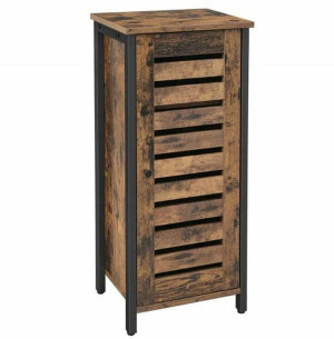 Komoda Słupek Rustykalna Wintage 37x30x80 Cm Ciemny Brąz Czarny Mat