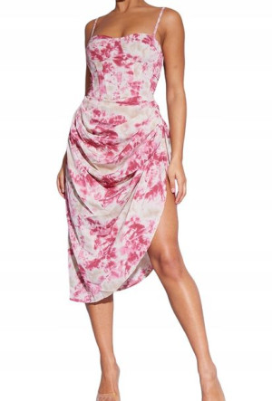 PRETTYLITTLETHING Różowa Spódnica TIE DYE MIDI 44