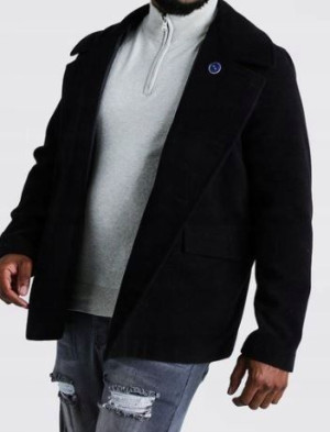 Czarny elegancki płaszcz BOOHOOMAN 4XL